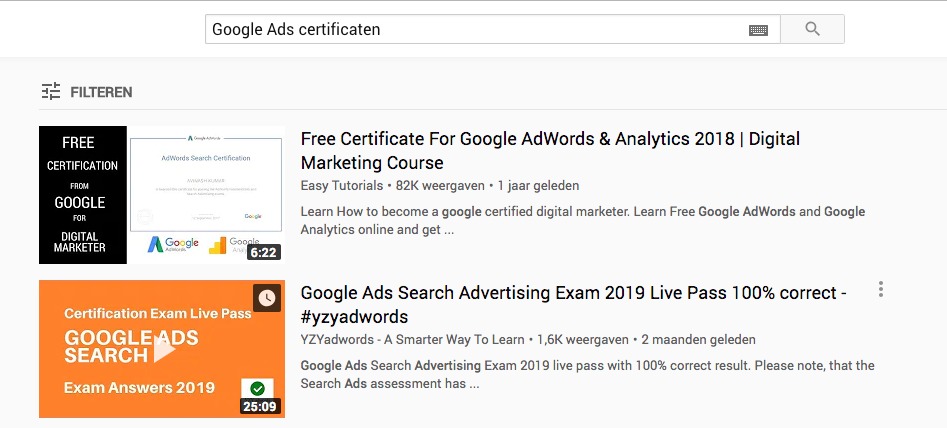 De antwoorden voor de Examens uit Google Academy for Ads zijn Online te vinden