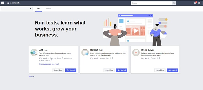 Test met experimenten binnen Facebook
