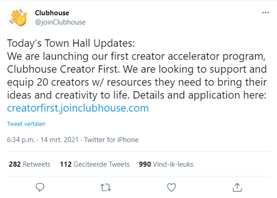 clubhouse helpt creators