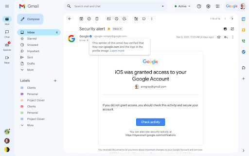 Blauwe vinkjes op Gmail