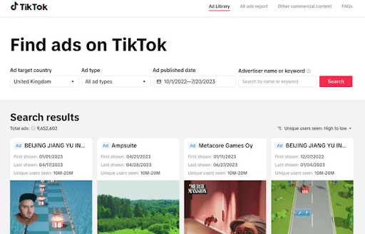 TikTok lanceert tool voor advertentie bibliotheek